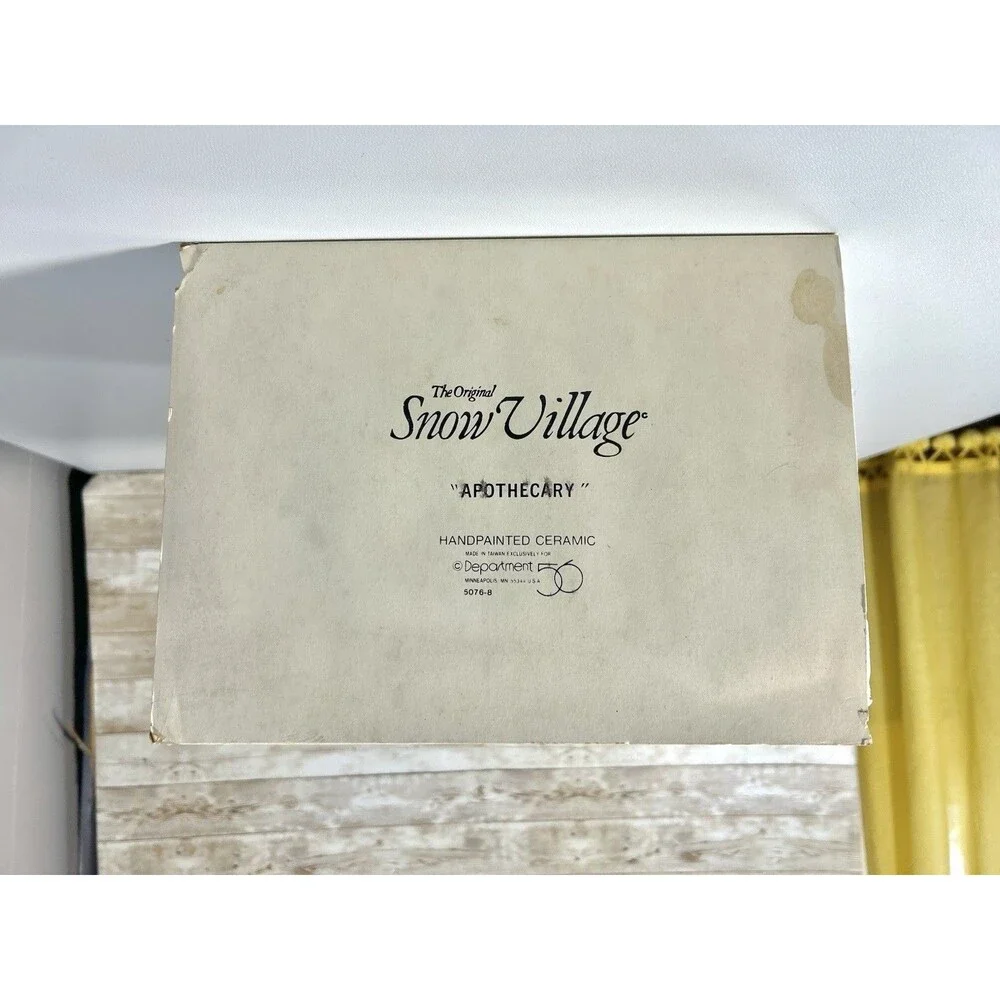 Department 56 Snow Village Apothecary House Hand Painted Ceramic, Boxed 1989
